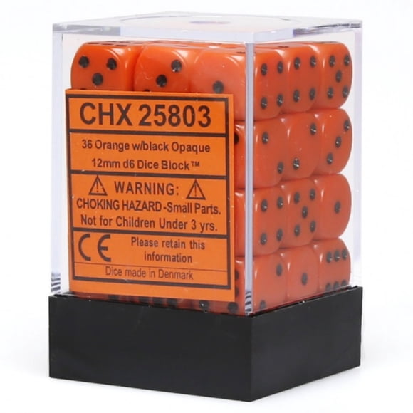 Chessex Manufacturing d6Cube12mmOP ORbk (36)