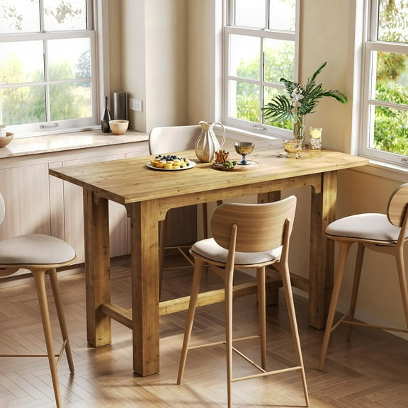 Tribesigns Solid Wood Bar Table, 63-Inch Long Counter Height Pub Table, Rectangular Indoor Bar Top, Dining Table