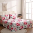 thumbnail image 4 of Floral Printed Sheet Set King Soft Microfiber Botanical Bed Sheets Extra Deep Pocket Pieces, 4 of 7