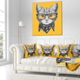 thumbnail image 3 of Designart Funny Cat with Glasses and Scarf - Animal Throw Pillow - 16x16, 3 of 5