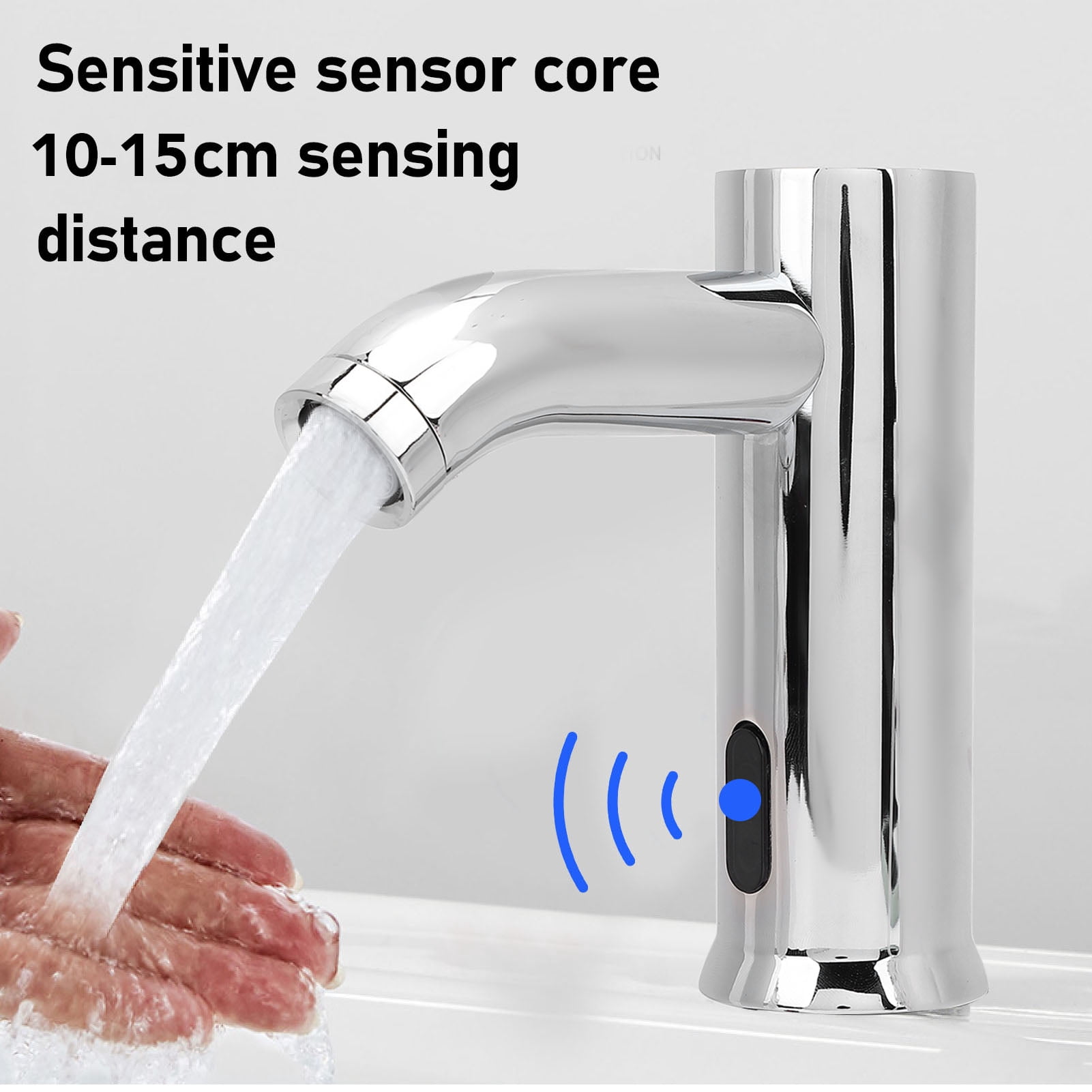 BIMZUC G1/2 Commercial Touchless Bathroom Sink Faucet, Automatic Motion Sensor Water Tap, Stainless Steel, Battery Powered (5.7 x 5.7 x 1.8 inches)