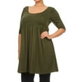 thumbnail image 2 of Women's Plus Size Scoop Neck 3/4 Sleeves  Babydoll Midi Mini Dress, 2 of 5