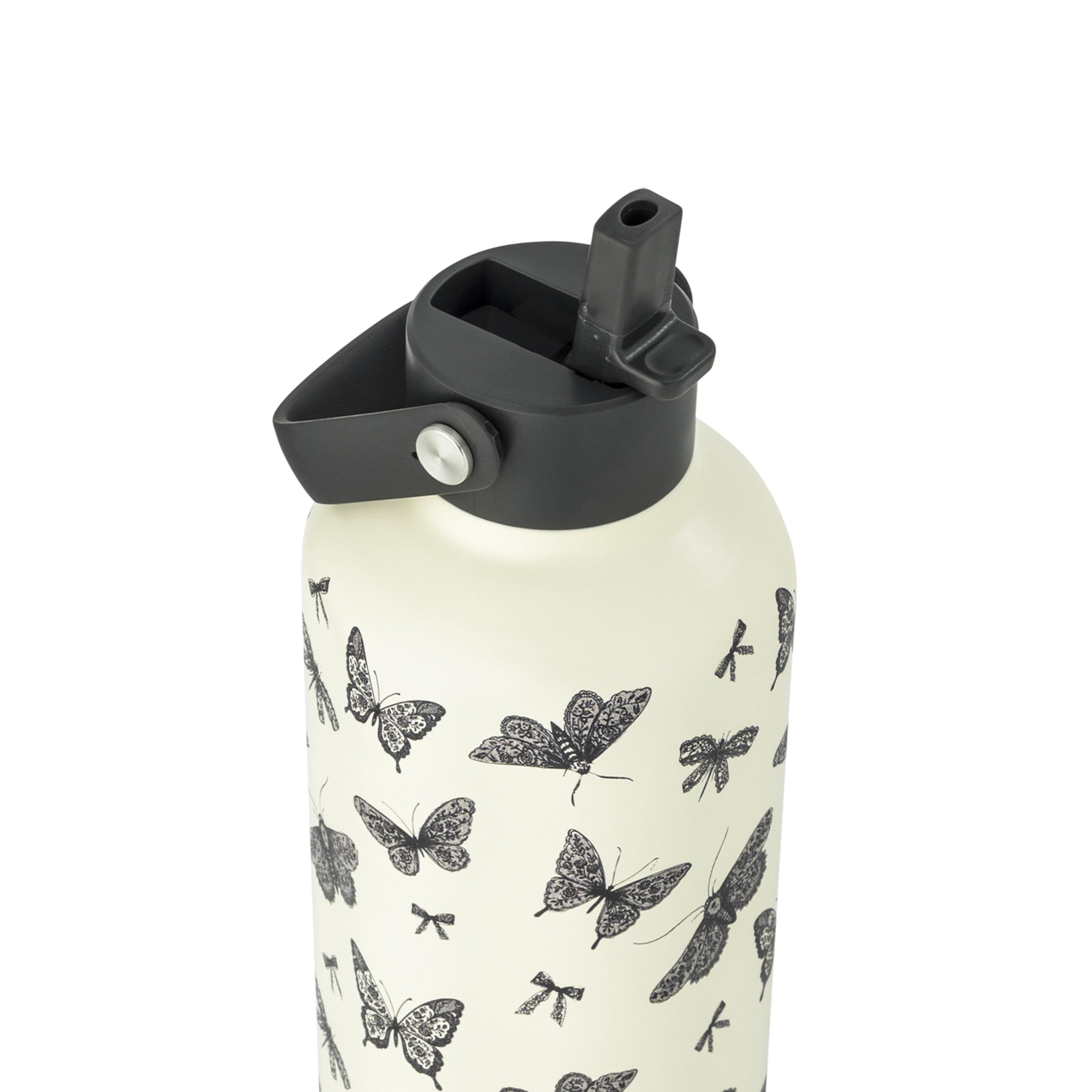 Thyme & Table 32oz Stainless Steel Cleo Bottle with Straw, Butterfly