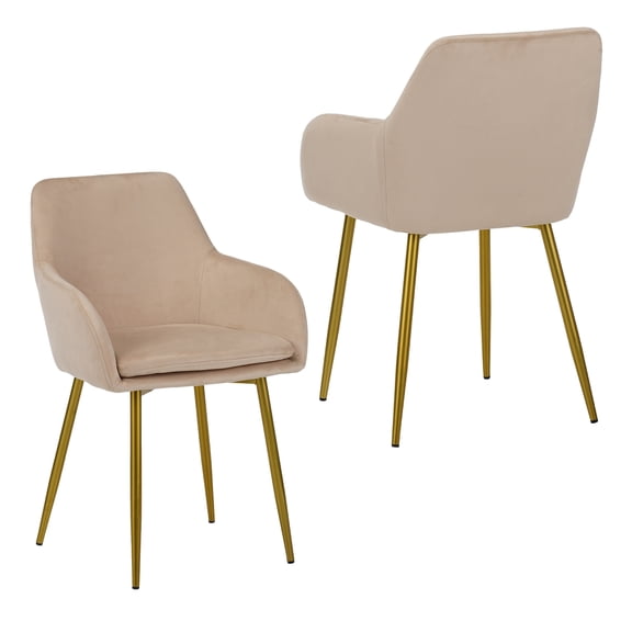 Xukmct 2 Pack Upholstered Side Chair with Metal Legs, Modern Dining Chair for Restaurants, Dining Rooms, Beige