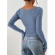 thumbnail image 5 of Remera PRETTYGARDEN 2025 Crop Top de Manga Larga Fruncido Azul Gris Talle M, 5 of 8