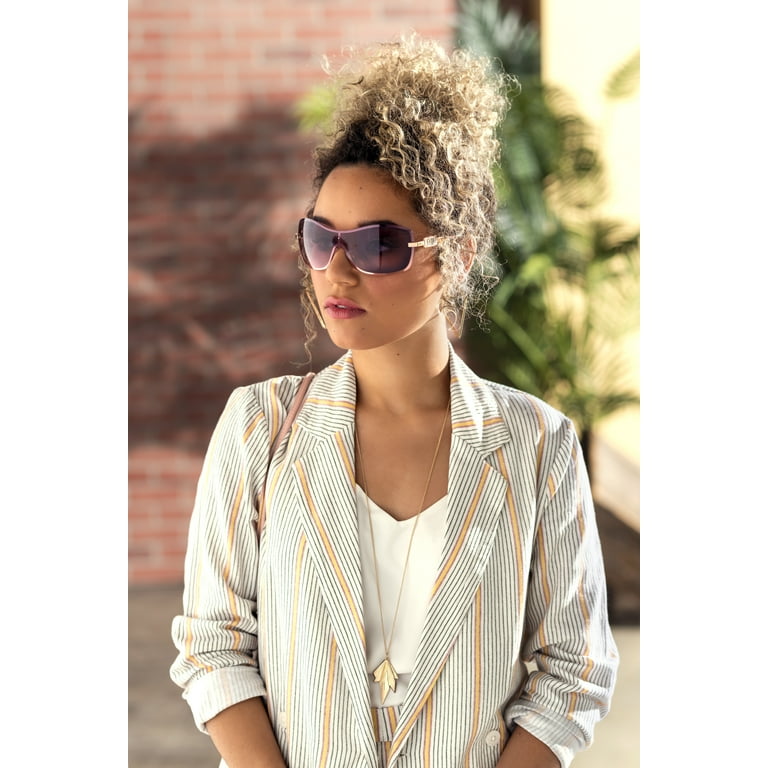 Foster Grant Women's Rose Gold Mirrored Shield Sunglasses L09