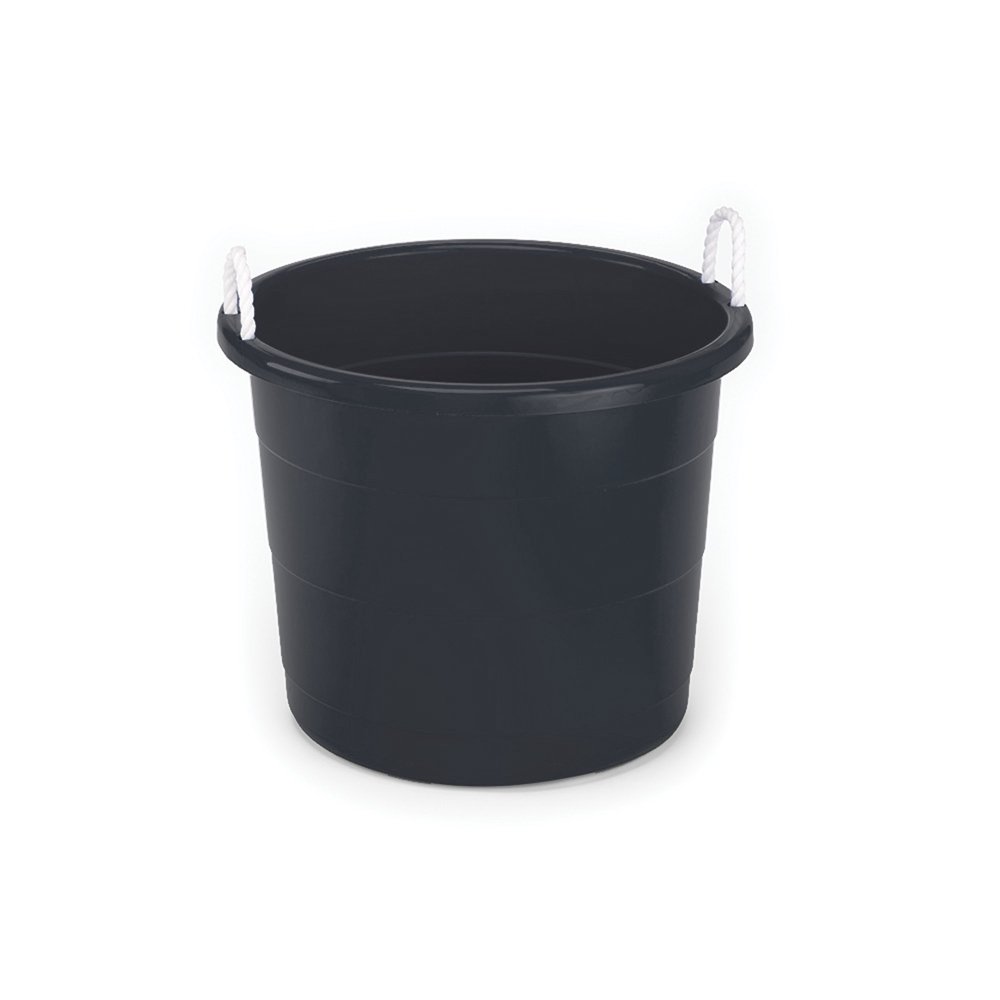 Homz 17 Gallon RopeHandled Storage Tub, Black, Set of 2