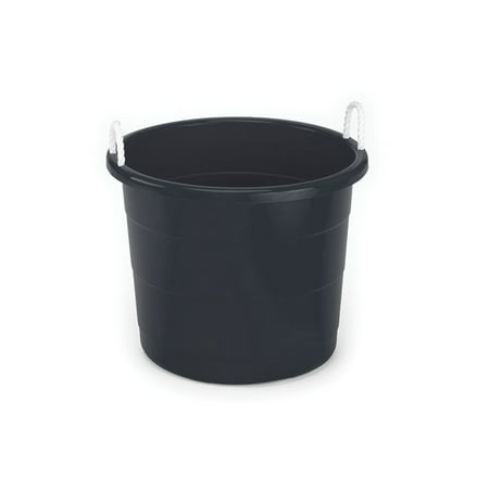 Homz 17 Gallon Rope-Handled Storage Tub, Black, set of