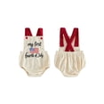 thumbnail image 2 of Cenuakty Infant 4th of July Romper3M 6M 12M 18M Letter Flag Embroidery Corduroy Overalls Independence Day Patriotic Outfit, 2 of 9