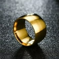 thumbnail image 4 of 12mm Men Womens Black Gold Silver Band Titanium Steel High Polished Ring Sz 6-13, 4 of 7