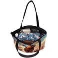 thumbnail image 5 of Columbus Day Canvas Leather Mix Hand-Held Tote Bag Twill Sponge Jeanette 30x10.5x39cm/11.8x4.1x15.4in, 5 of 5