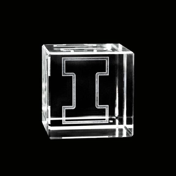 Fan Frenzy Illinois Fighting Illini Logo 2.3" Laser Engraved Crystal Cube