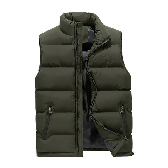 Paille Mens Zipper Plain Coat Vests Slim Fit Work Coats Solid Color Outdoor Jackets Outwear Army Green M