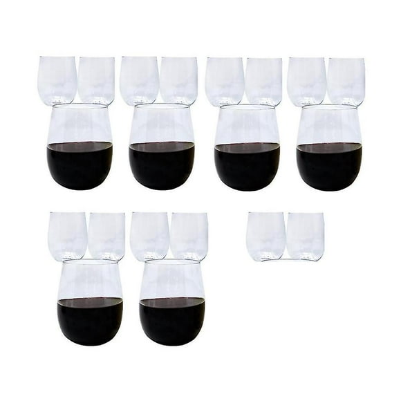 Disposable Wine Glasses, Stemless Plastic Wine Glasses For Parties Wine Cups, Plastic Champagne Gla
