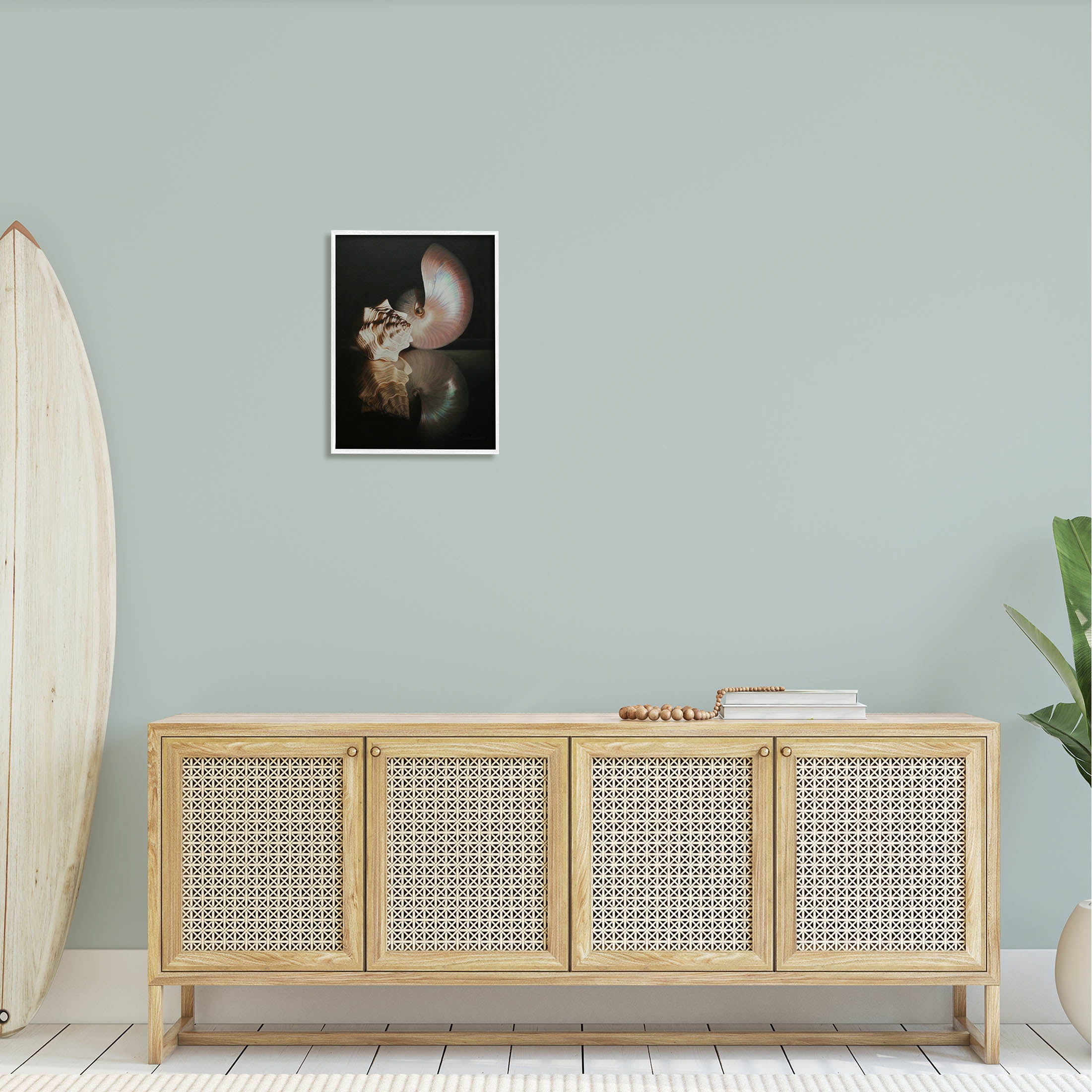 Stupell Industries Dark Sea Shells Still Life Photograph White Framed Art Print Wall Art, Design by Cecile Baird