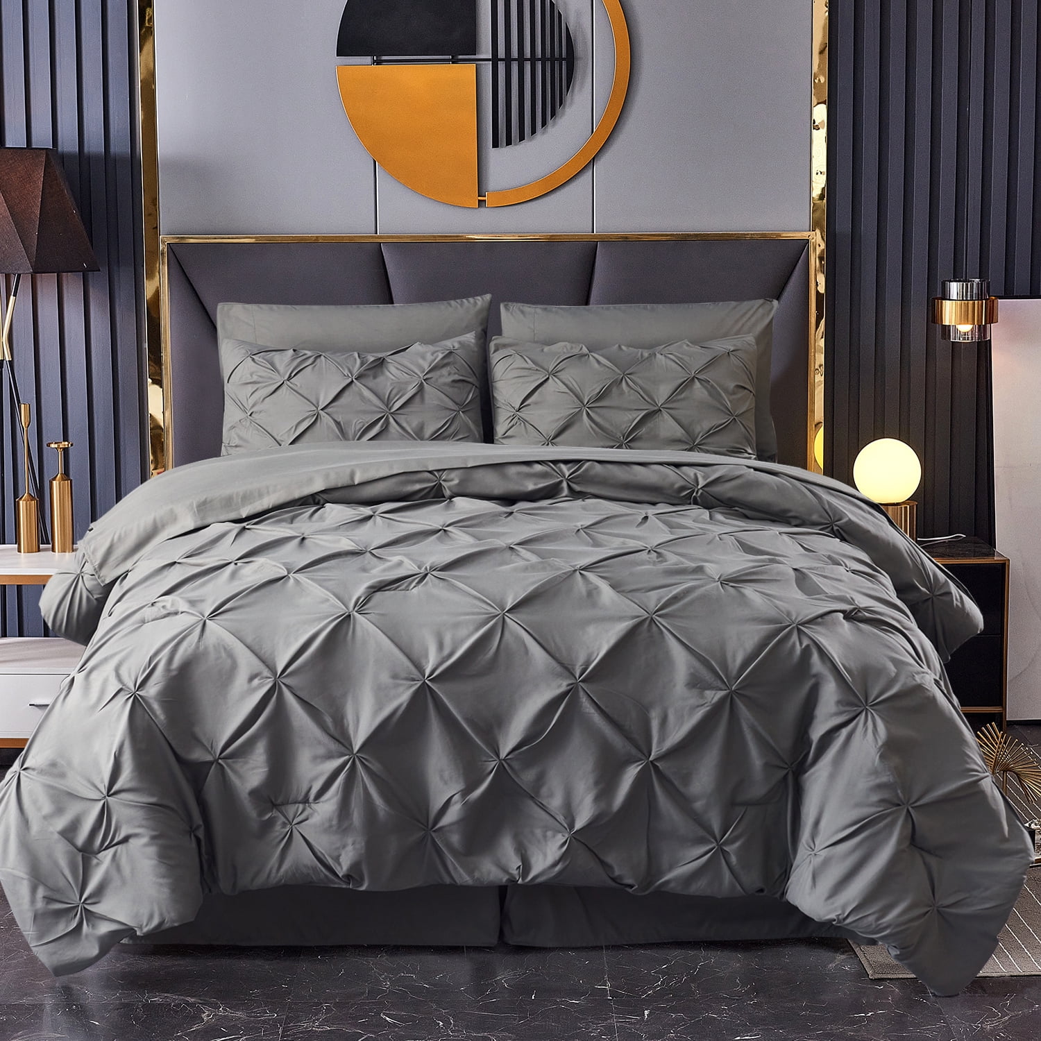 8 Piece Cal King Comforter Set Bed in A Bag - with Comforters, Sheets, Pillowcases \u0026 Shams, Size: California King, Gray