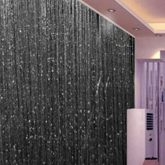 MesaSe Curtain Beaded Flash Tassel Shiny String Curtain Door Room Window Divider Home Decor Black
