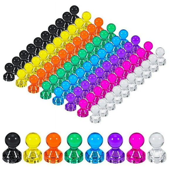 80PCS Strong , Colorful Push Pin Magnets White Board Magnets Refrigerator Magnet, Small Magnets (8 Colors)