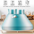 thumbnail image 5 of Full Size Fitted Sheet Set - Turquoise White Ombre 3 Piece Bedding Sets 16" Deep Pocket Fitted Sheet with 2 Pillowcases Abstract Art Modern Teal Gradient Brushed Microfiber Hotel Luxury Bed Sheets, 5 of 9