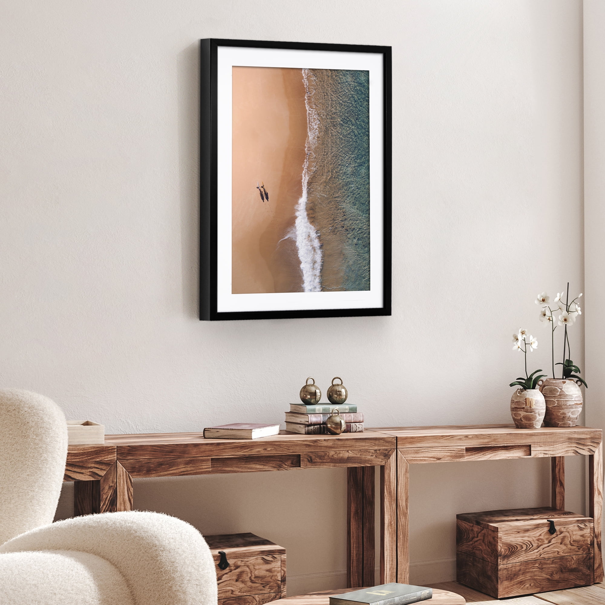 Americanflat 22x28 Poster Frame with Polished Plexiglass with 18x24 Mat Display Photo Soho Collection - Black