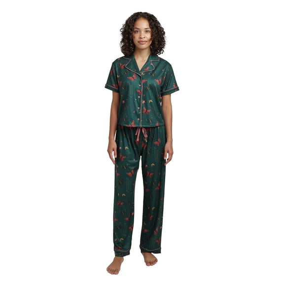 Wicked Part I All-Over Print Women's Button-Down Shirt And Pants 2-Piece Pajama Set-Large