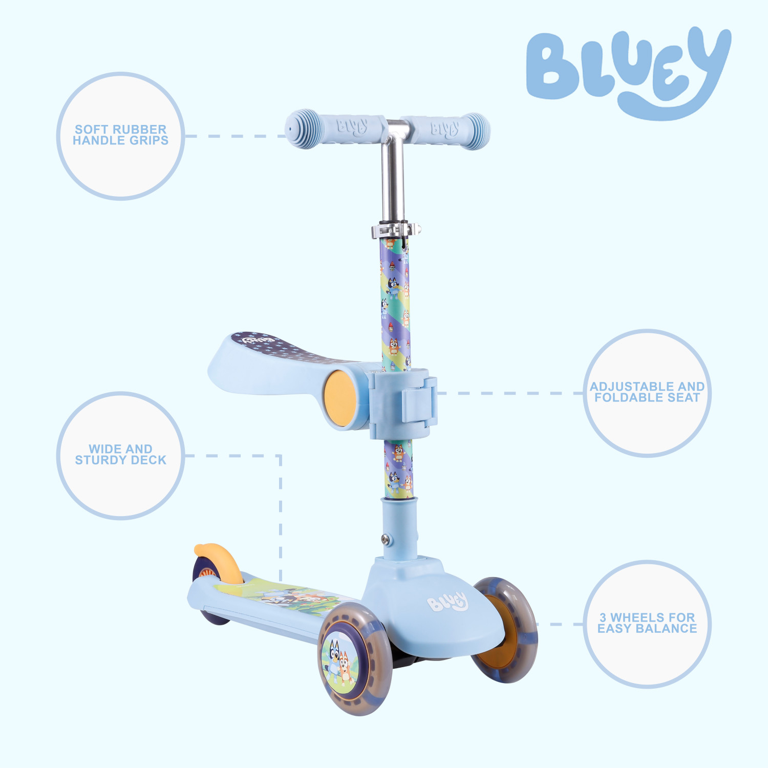 Bluey Ride-N-Glide 2-in-1 Sit & Kick Scooter photo 2