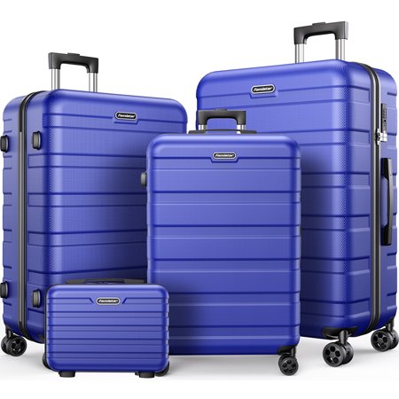 4-Piece Hardside Luggage Suitcase Set with 14", 20", 24", 28" Luggages, Lightweight ABS Shell, Integrated TSA Locks, 360° Smooth Spinner Dual Wheels for luggage, Scratch-Resistant Textures