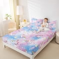 thumbnail image 4 of Castle Fairy Kawaii Rainbow Unicorn Girl 4 Pieces Queen Sheet Sets,Starry Sky Ultra Soft Flat Sheet,Abstract Gradient Queen Fitted Sheet,Lightweight Room Decor, 4 of 7