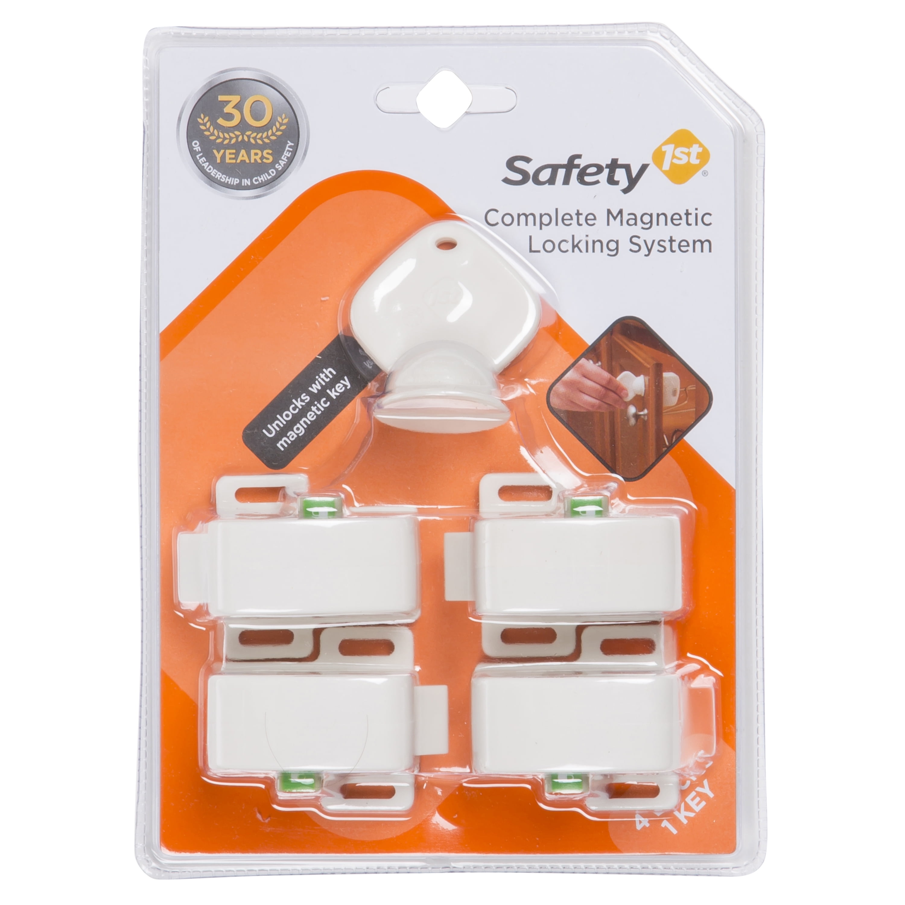 Magnetic Cabinet Locks Safety Baby Set 4 Locks 1 Keys Child Proof Kit 