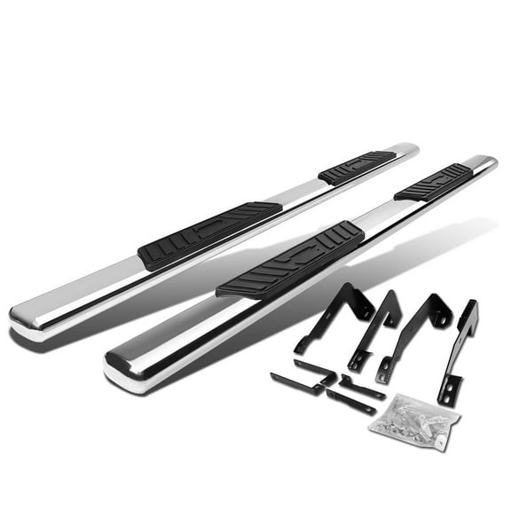 DNA Motoring 5" OD Chrome Side Step Nerf Bars Running Boards for 2002-2009 Dodge Ram Crew Cab