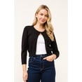 thumbnail image 2 of Cielo Women's Open Front Bolero Cardigan Shrug – Lightweight Knit, 3/4 Sleeves Black185-medium, 2 of 4