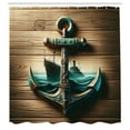thumbnail image 2 of Ambesonne Nautical Shower Curtain, Anchor with Sailing Ship, 69"Wx70"L, Sand Brown Dark Teal, 2 of 4