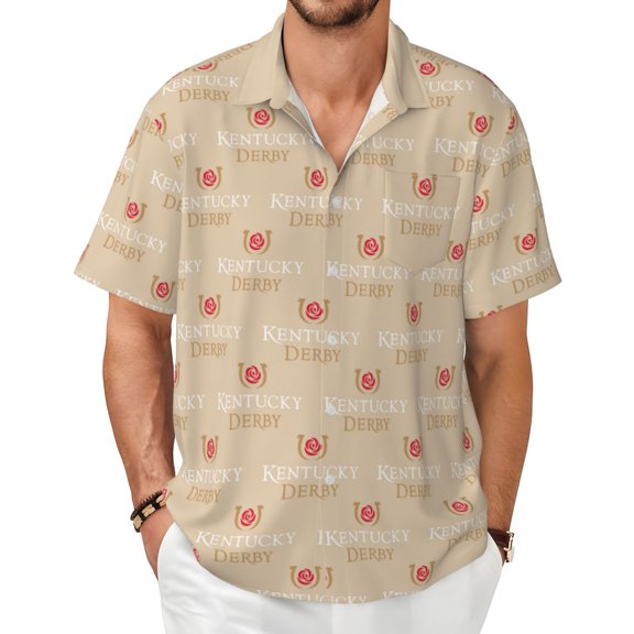Kentucky Derby Hawaiian Shirt Vintage Mens Hawaiian Shirts Short Sleeve Button Down Shirt for Men XL