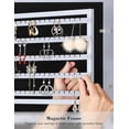 thumbnail image 4 of 6 LEDs Mirror Jewelry Cabinet, Large Capacity Lockable Jewelry Armoire Organizer, Door or Wall Mounted Mirror with Jewelry Storage, Christmas Gifts,Grey, 4 of 16