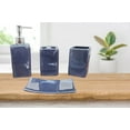 thumbnail image 2 of 19-Piece Bathroom Set: 2-Rugs/Mats Non Slip, 1 Fabric Shower Curtain, 12-Fabric Rings, 4PC Ceramic Accesories Different Styles And Colors For Home Bath Decor Diamond Navy, 2 of 4