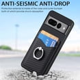 thumbnail image 2 of Case Compatible with Google Pixel 7 Pro, Wallet Case Premium Retro Leather Cover with Card Holder, 360° Rotation Ring Kickstand, Carbon Fiber Patterned Design for Google Pixel 7 Pro, Black, 2 of 8