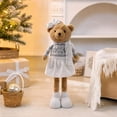 thumbnail image 4 of ZORVINEX Retractable Leg Christmas Bear Decor Stretchable Standing Bear Stuffed Figurine Holiday Plush Ornament For Fireplace Shelf Tabletop Home Party Decoration,Multicolor E, 4 of 7