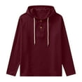 thumbnail image 6 of Mens Hoodie with Button Cotton Linen Lightweight Plain Pullover Drawstring Spring Summer Sweatshirt Tops (3XL, Wine), 6 of 7
