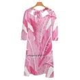 thumbnail image 3 of Motif Feuilles de Bananier Roses Tropicales sur Fond Blanc Robe Évasée Col Carré Robe Élégante Mode Féminine Imprimée Papier Peint Rose, 3 of 4