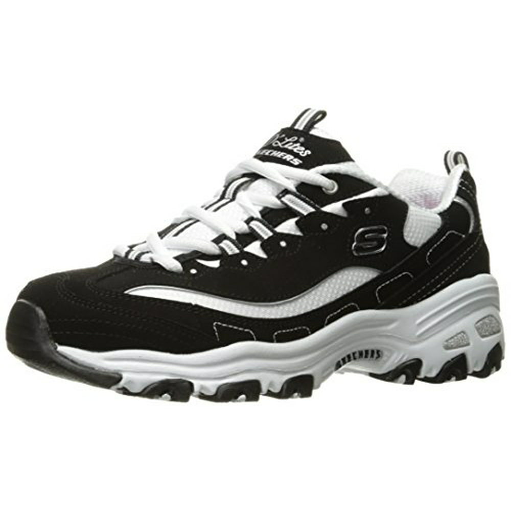 Skechers - Skechers D'Lites Sneakers (Women) in Black/White - Walmart ...