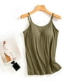 thumbnail image 4 of UoCefik Tank Top for Women With Built In Bra 2025 Adjustable Spaghetti Strap Camisole Tops Workout Padded Undershirts Trendy Tank Tops Army Green L, 4 of 7