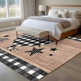 thumbnail image 5 of 5x7 Washable Area Rug, Farm Animals Non-Slip Large Rectangle Rug for Living Room Bedroom, Star Hen Brown Wood Striped Black Plaid Indoor Floor Mat for Home Decor, 5 of 9