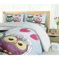 thumbnail image 5 of Ambesonne Owl Duvet Cover Set, Cartoon Married Couple Fun, 2-Calking, Purple Blue Pink, 5 of 7