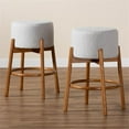 thumbnail image 6 of Pemberly Row Light Gray Fabric and Brown Wood 2-Piece Bar Stool Set, 6 of 7