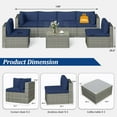 thumbnail image 6 of Mayincolor 7 Piece Patio Furniture Sets All Weather Gery PE Wicker Couch Sofa with Glass Table, Removable Navy Cushions, 6 of 10