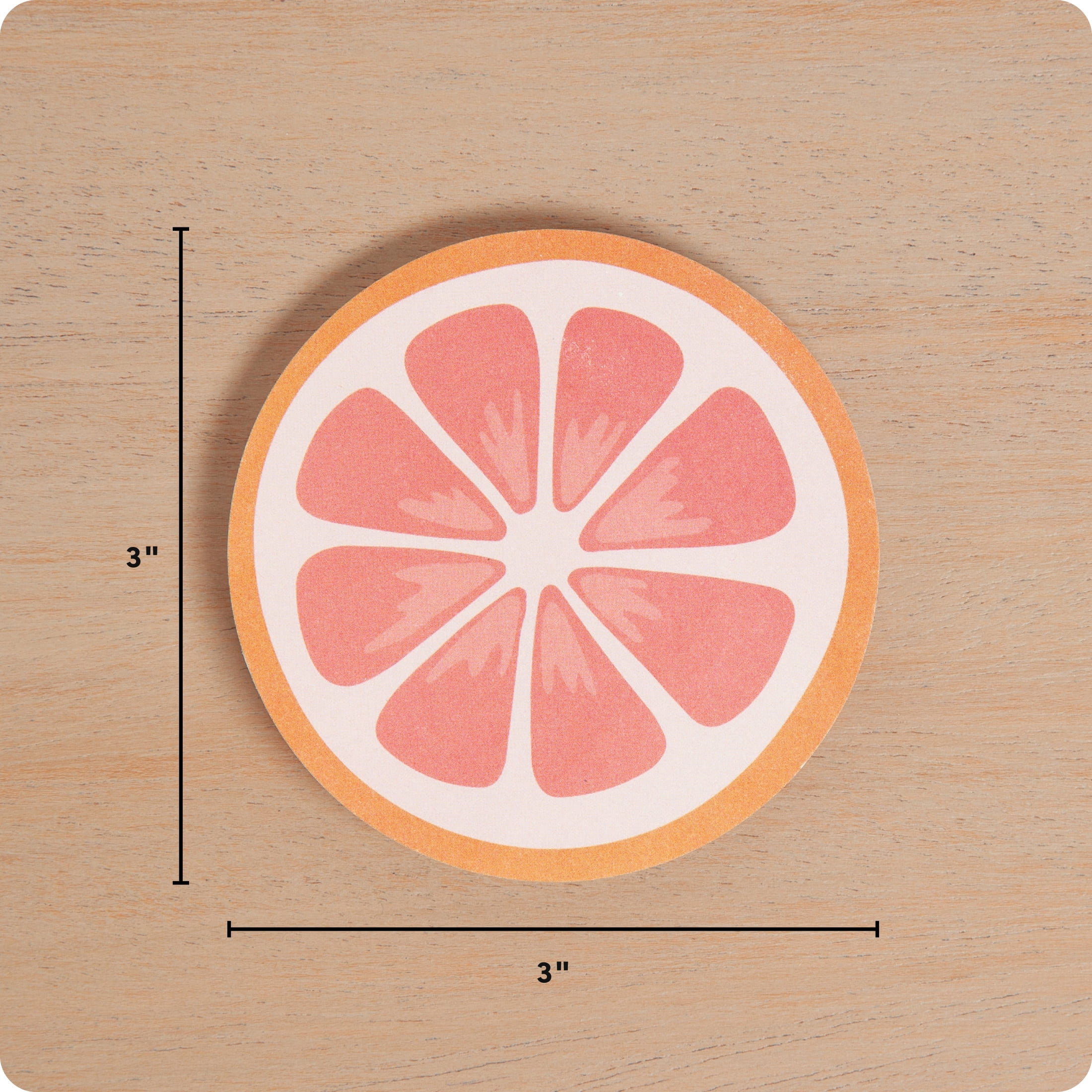 (4 pack) U Brands Sticky Notes, 3 x 3 in., 60 Sheets, Painted Fruit, Grapefruit
