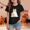 thumbnail image 2 of CAICJ98 Toddler Halloween Shirt Boy Girl Pumpkin Short Sleeve Shirts Ghost Graphic Tee Tops Halloween Tshirt Kids (Black,1-2 Years), 2 of 3