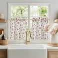 thumbnail image 2 of NICETOWN Valance Curtains for Windows, Floral Linen Cafe Curtains with Tassels Rod Pocket Farmhouse Light Filtering Linen Curtains for Kitchen Bathroom, Red, 26"x24", 2 Panels, 2 of 6