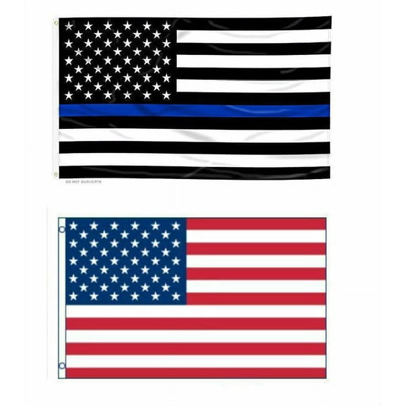 2x3 USA American & USA Police Thin Blue Line Memorial Flag Wholesale Set 2'x3'