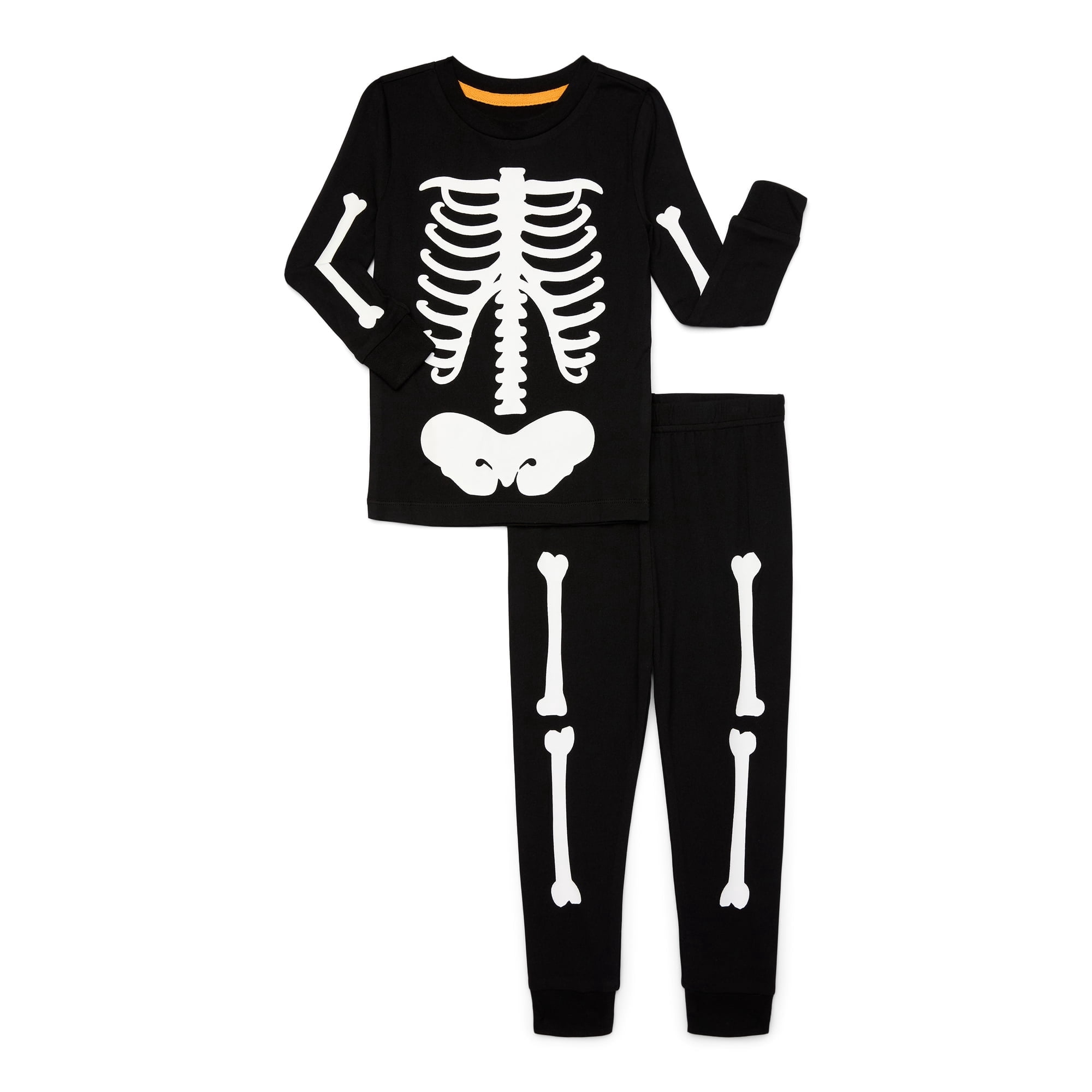Halloween Toddlers Family Matching Pajamas Glow In the Dark Skeleton Set by Way to Celebrate, 2-Piece, Sizes 2T-5T